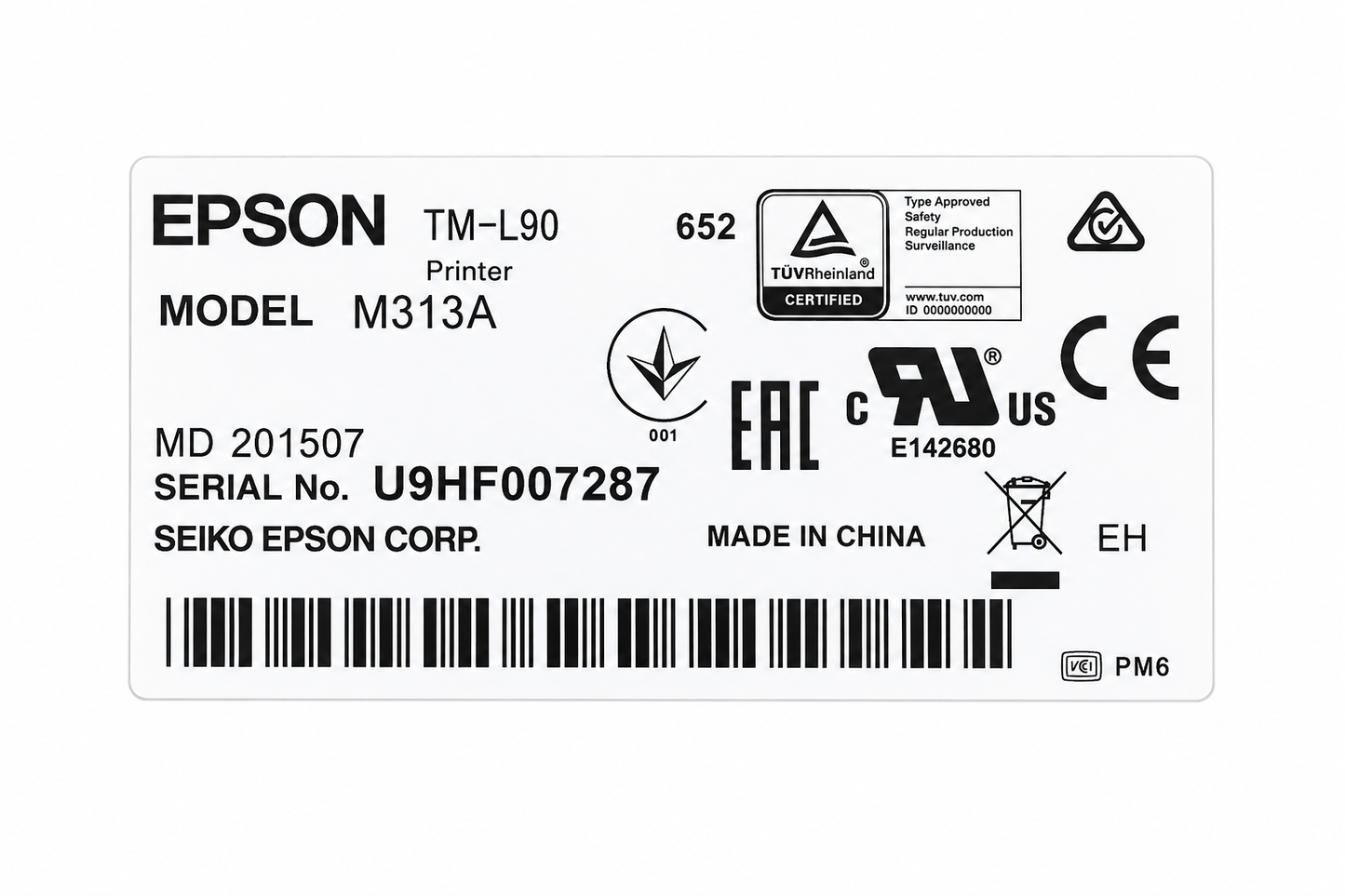 Epson TM-L90 Liner-Free Label & Receipt Printer | M313A | Network LAN | New Open Box